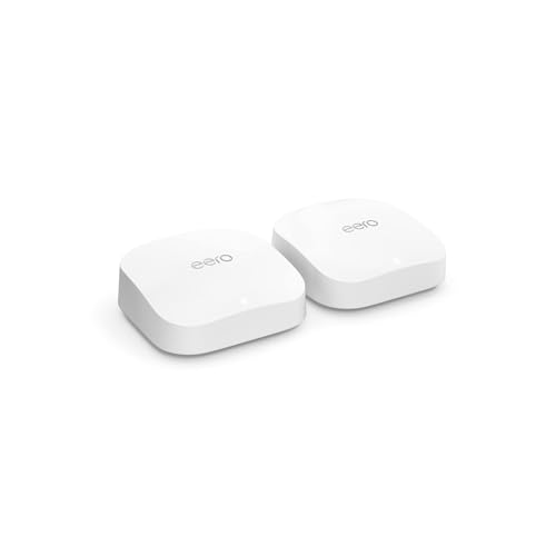Amazon eero Pro 6E mesh wifi system - Supports internet plans up to 2.5 Gbps, Coverage up to 4,000 sq. ft., Connect 100+ devices, 2-pack