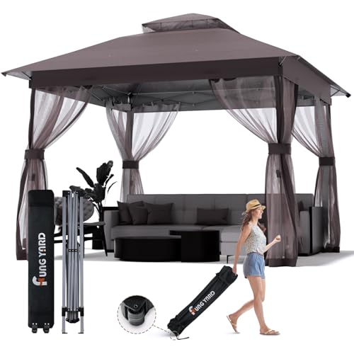 Outdoor Pop Up Gazebo 10x10 - Instant Canopy Tent with Mosquito Nettings