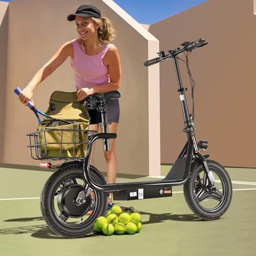 Caroma Peak 500W/800w/1200w Electric Scooters for Adults 14" Tire, 48V Battery, 30Miles Range, 20MPH Top Speed, Adjustable Electric Scooter with Seat