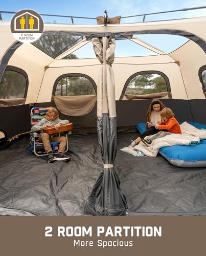 FanttikOutdoor Camping Tent 4/6/8/10 Person Instant Cabin Tent Setup in 60 Seconds with Rainfly & Windproof Portable with Carry Bag for Family