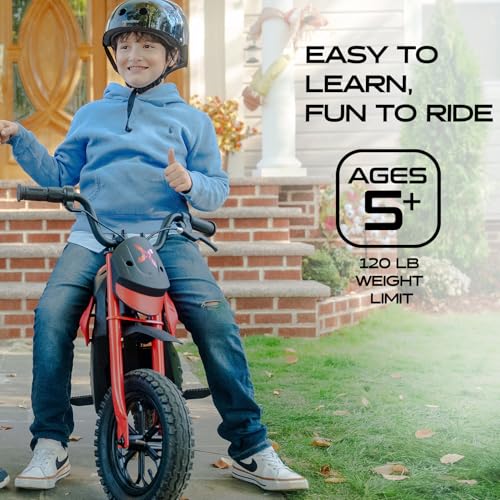 Hover-1 My First Dirt Bike for Kids - 300W Motor, 9MPH Max Speed, 9 Mile Range, 12” Off-Road Tires, 120LB Max Weight