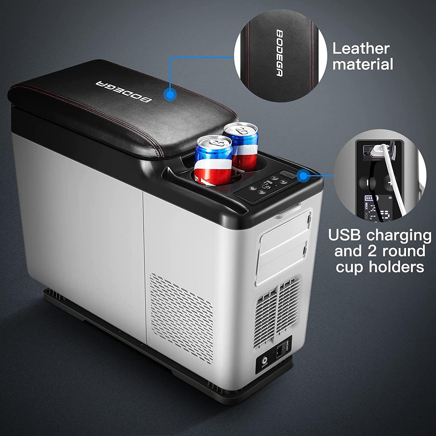 BODEGA 12 Volt Car Refrigerator, Portable Freezer, Car Fridge APP Control, 16 Quart 5℉-68℉ Mini Car Refrigerator Cooler