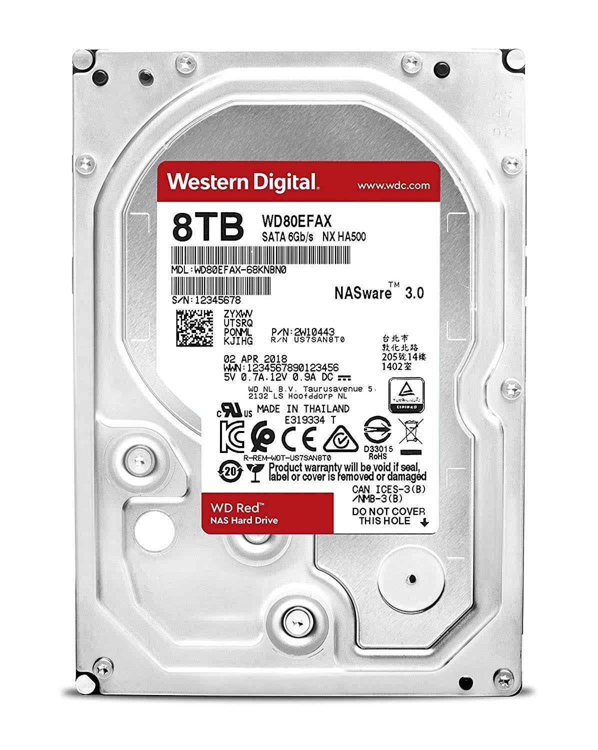 WD Red Plus NAS 8 TB Internal HDD - 3.5x22 - WD80EFAX - SATA 6Gb/s - 5,400 rpm