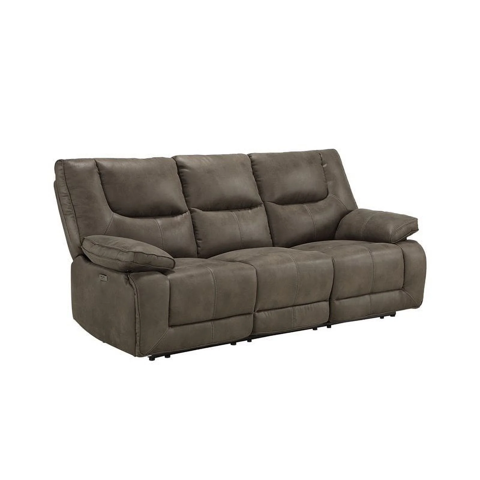 Bowery Hill Leather-Aire Power Reclining Sofa in Gray