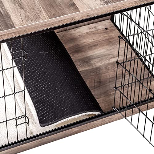 DWANTON Dog Crate Furniture with Cushion, Wooden Dog Crate with Double Doors, Dog Furniture, Dog Kennel Indoor for Small/Medium/Large Dog，End Table