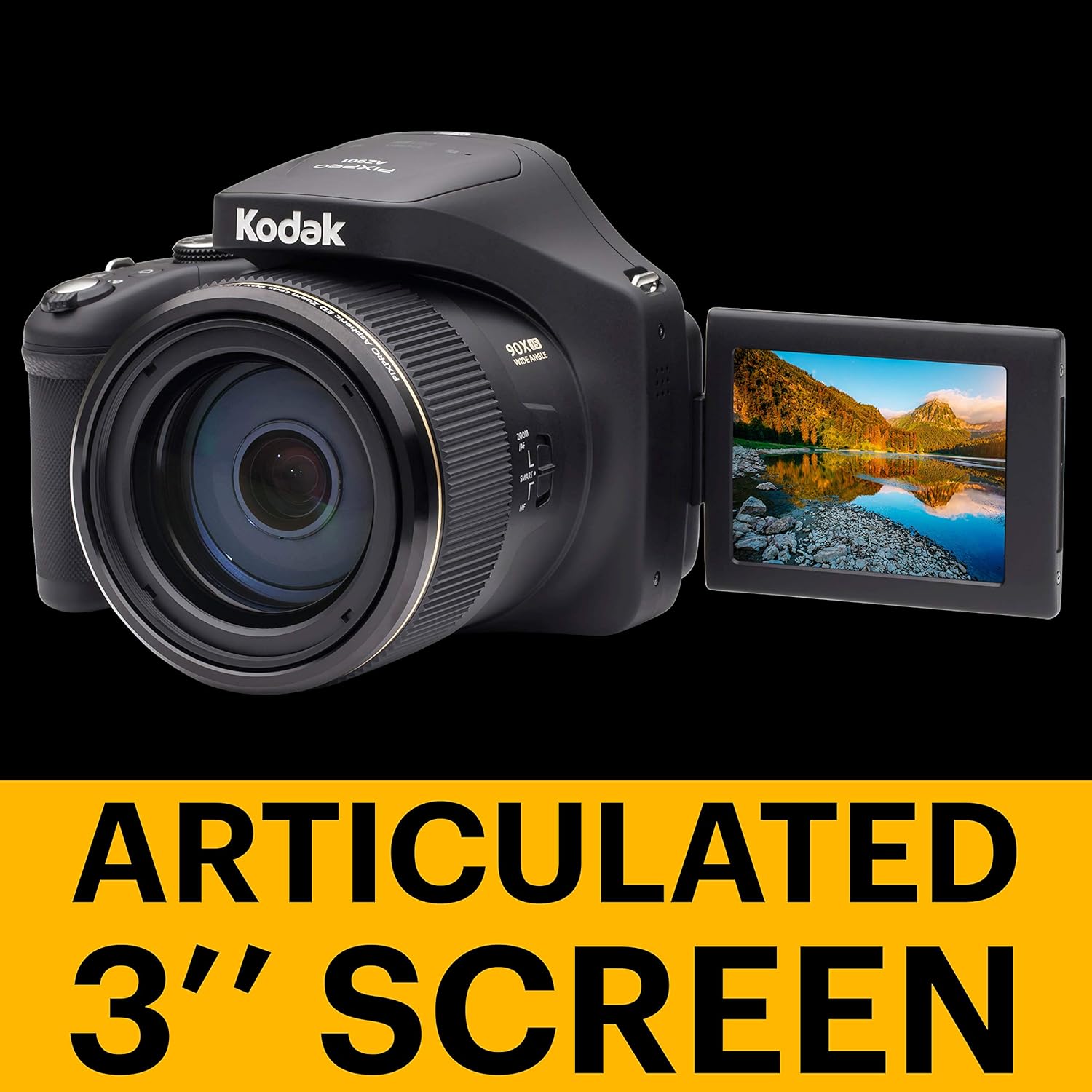 Kodak PIXPRO Astro Zoom AZ901-BK 20MP Digital Camera with 90X Optical Zoom and 3 LCD (Black)