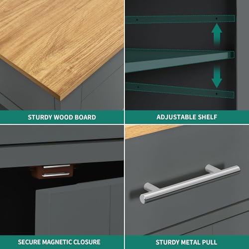 YITAHOME 53 inch Large Rolling Kitchen Island with Trash Can Storage Cabinet