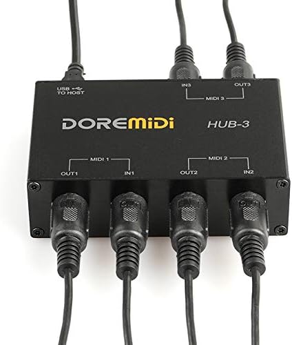 CAMOLA MIDI HUB Box, 3x3 MIDI to USB Interface, 3 in 3 out 5-pin USB MIDI Interface Converter for MIDI Device Connect to PC and Mac (MIDI HUB-3)