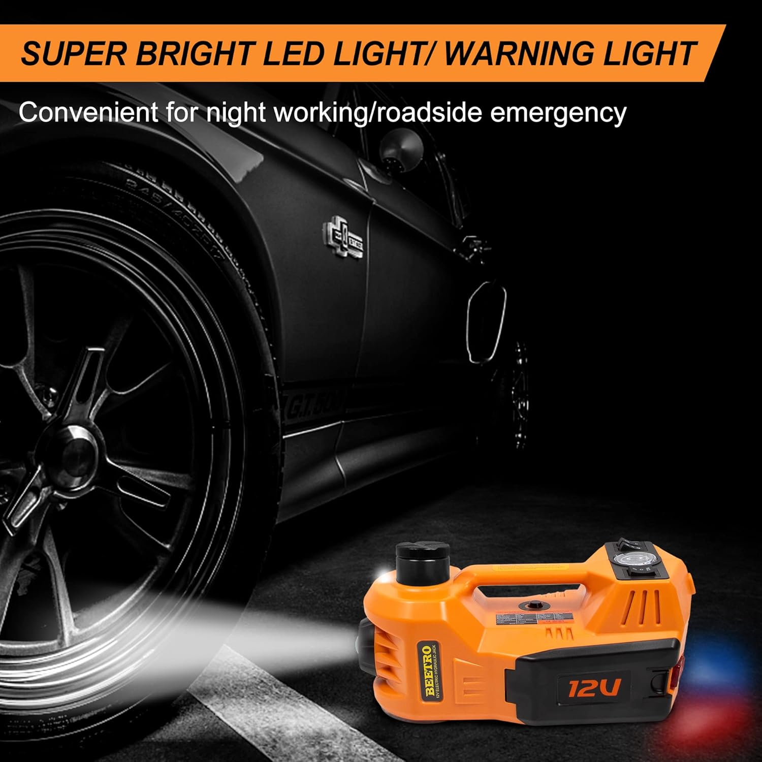 BEETRO 3 in 1 Electric Hydraulic Car Jack with Tire Inflator Pump, 5T(11000 lbs) Electric Car Floor Jack