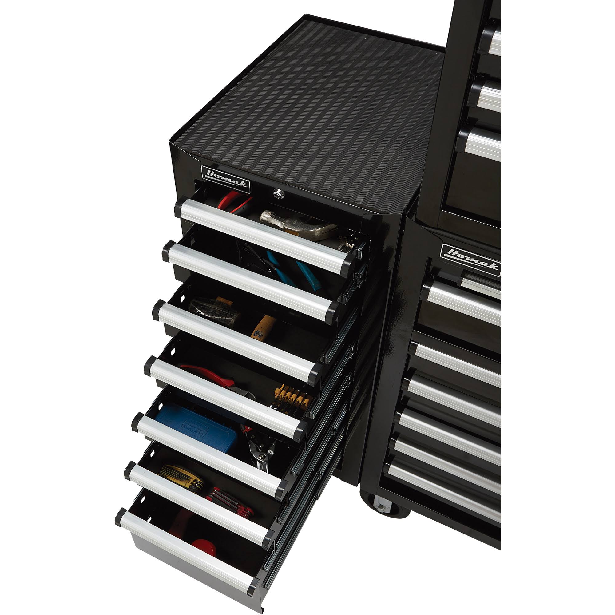 Homak H2Pro Series 7 Drawer Side Cabinet, Black, 18x22
