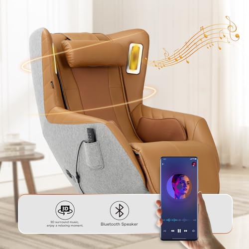 COLAMY Zero-Gravity Massage Chair | Massage and Leisure Dual-Use Chair,360° Swivel,Heat, Low-Noise 3D Bluetooth Speaker,Living Room, Bedroom（White