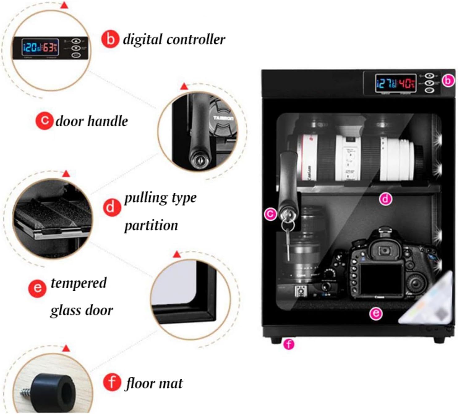 Electronic Dry Cabinet 30L, 2 Layers Camera Digital Dehumidifying Dry Box for Camera Lens and Electronic Equipment Storage - Smart Home Appliances