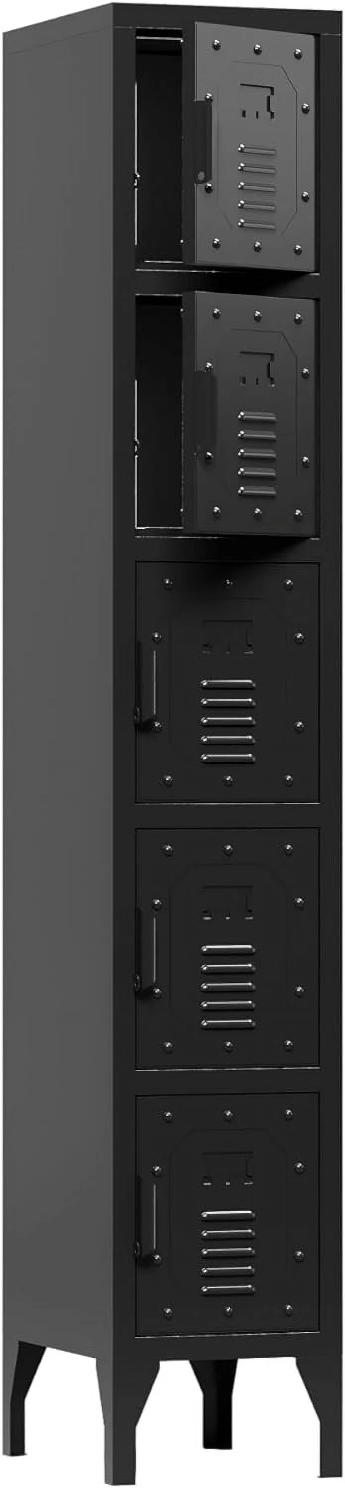 Metal Storage Cabinet, 5 Doors Lockable Employees Metal Locker, 72" Tall Metal Locker Accent Storage Cabinet
