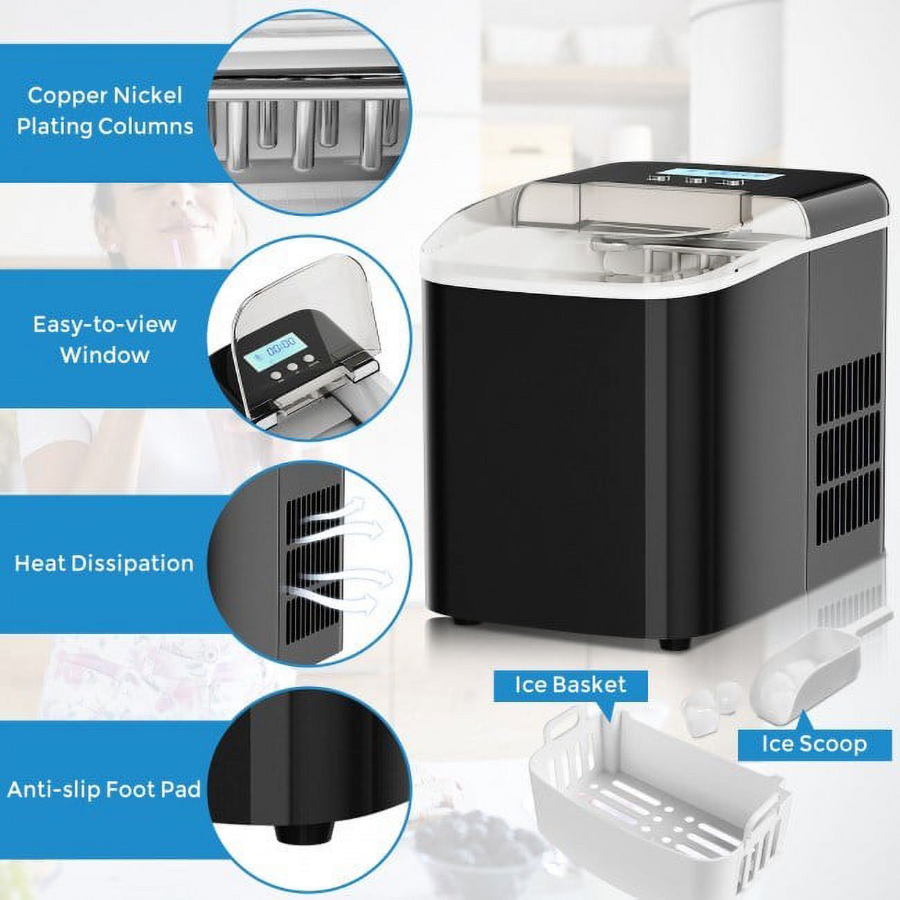 Portable Countertop Ice Maker - Make Ice in Minutes
