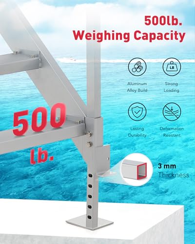 CO-Z 4 Step Dock Ladder, Pontoon Boat Ladder with 500lb Load, Height Adjustable Swim Ladder with Wide Step & Nonslip Tread