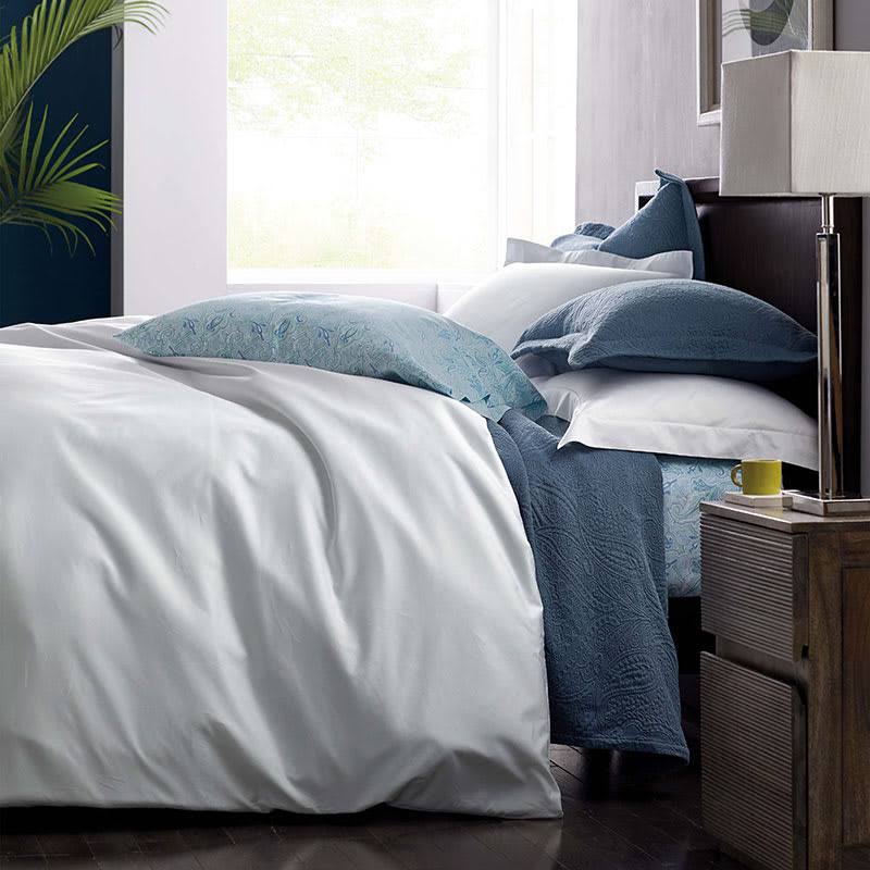 The Company Store Legends Pearl Gray Solid Egyptian Cotton Sateen Oversized Queen Duvet Cover