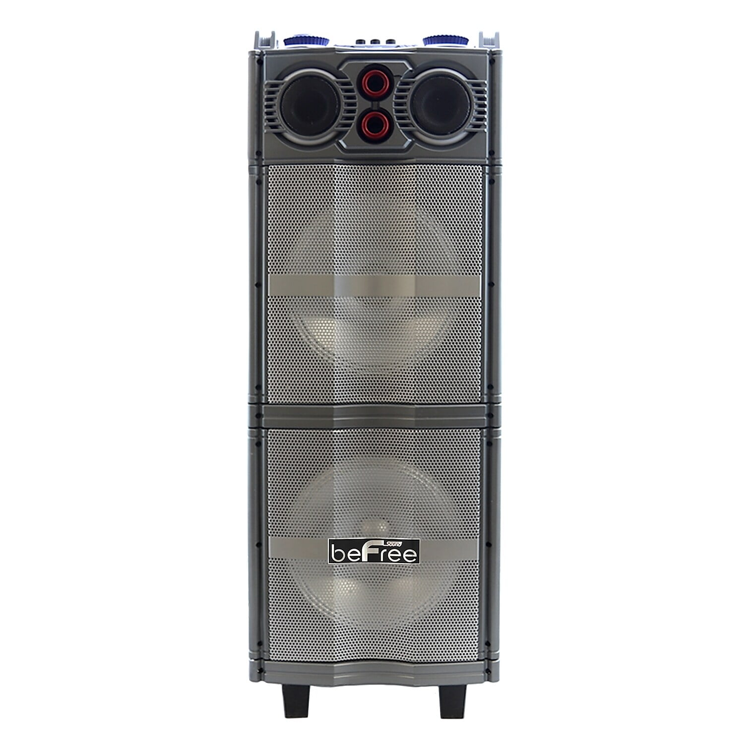beFree Sound Double 10" Subwoofer Bluetooth Portable Party Speaker with Reactive Lights, USB/SD Input, FM Radio, Remote Control and Microphone