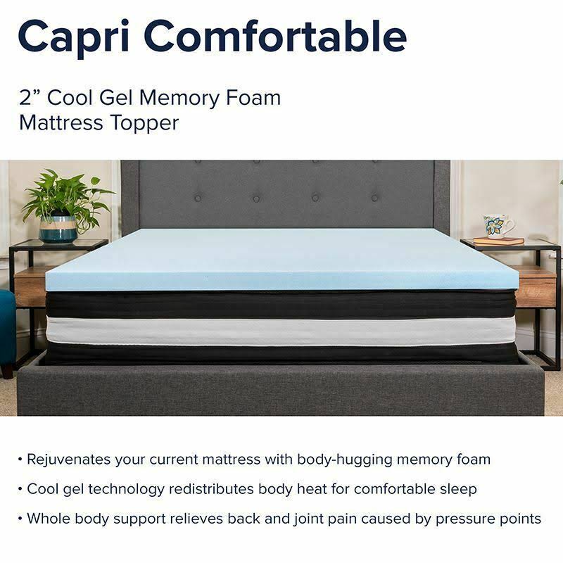 Capri Comfortable Sleep Twin 12 inch CertiPUR-US Certified Foam Pocket Spring Mattress u0026 3 inch Gel Memory Foam Topper Bundl