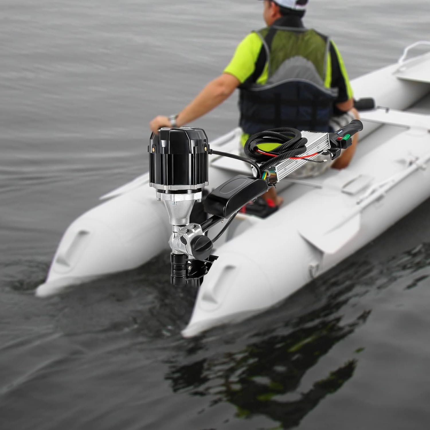 1000W 5HP Electric Outboard Motor Fishing Boat Engine Brushless Trolling Start Marine Trolley Driver Propeller Steering Handle for 6.56-13.12ft Small