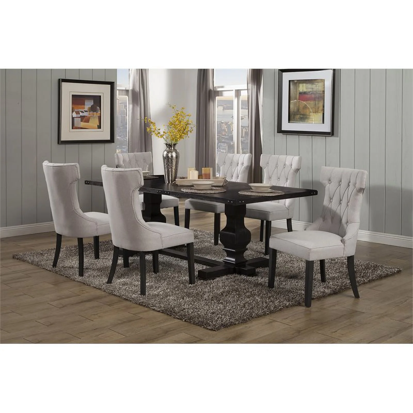 Home Square 4 Piece Furniture Set with Dining Table and Dining Side Chairs
