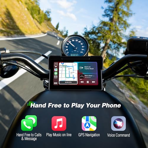 7 Inch Portable CarPlay for Motorcycle, Waterproof Touchscreen Wireless Car Play Android Auto Screen GPS Navigation for Motorbike
