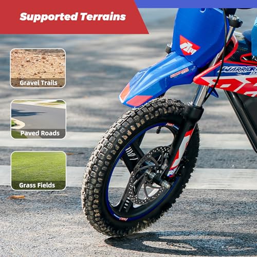 E500 36V Kids Electric Dirt Bike, Electric Motorcycle with 700W Motor | 21.7 mph Max Speed, 15.5-Mile Range & 3 Speeds Off-Road Bike for Ages 4-8