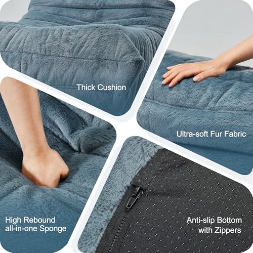 Bean Bag Chairs for Adults Giant Bean Bag Chair Memory Foam BeanBag Chair Big Bean Bag Sofa with Filler Faux Fur Fireside Beanbags Lazy Sofa for
