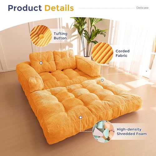 MAXYOYO Folding Sofa Bed, L-Shaped Convertible Sofa Bed with Armrest Foldable Sleeper Couch with Pillow