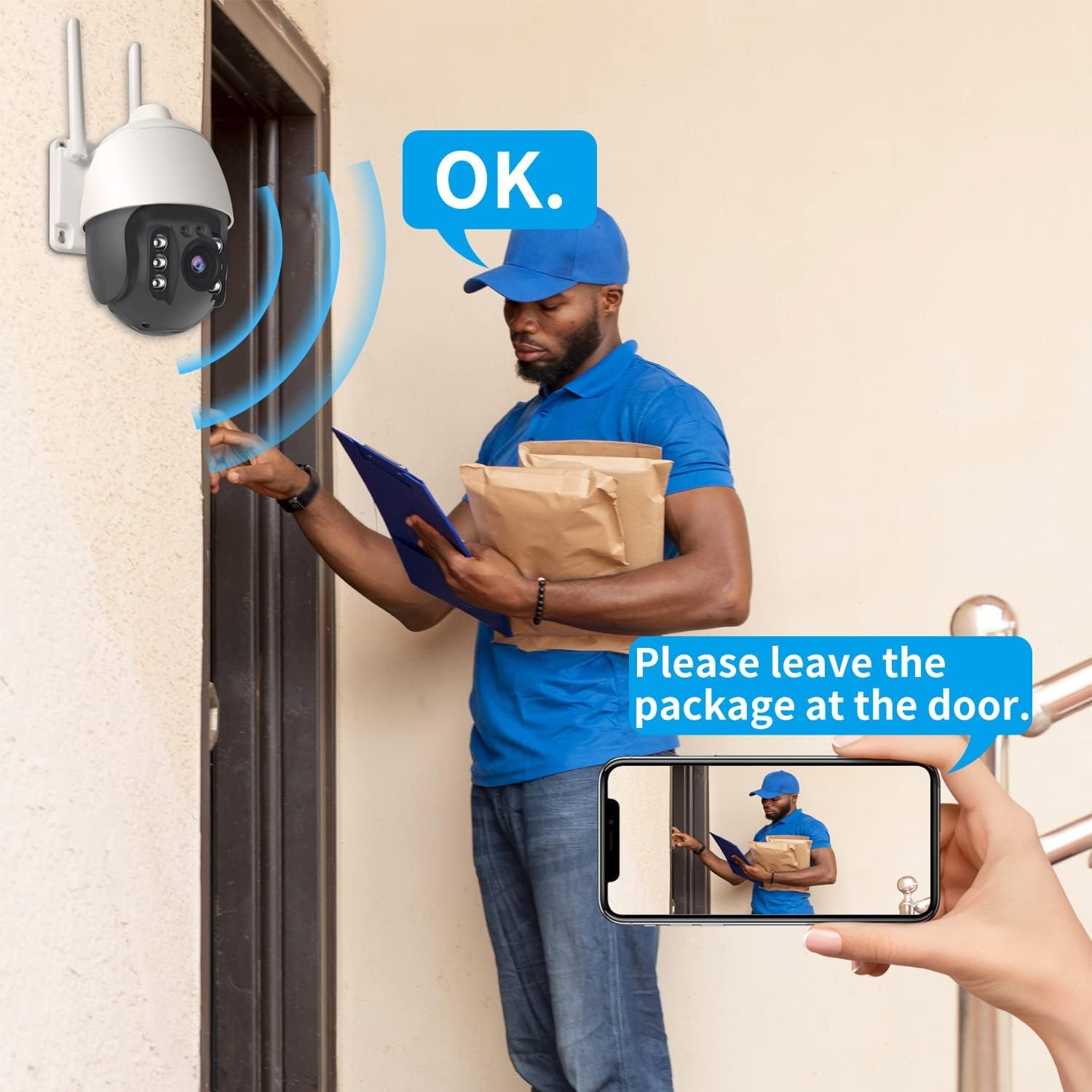 Security Camera Outdoor,Wireless WiFi Home HD 1080P Security Camera System 360° View,Reidubo Dome Surveillance Camera with Motion Detection