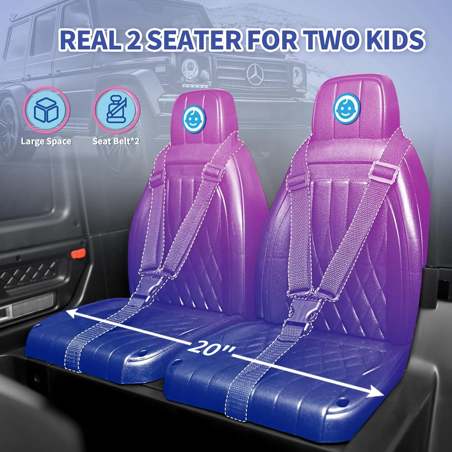 Joywhale 24V 2-Seater Kids Ride on Car Licensed Mercedes-Benz G63 4WD Electric Vehicle, with 7AH Big Battery, Remote Control, Soft Braking