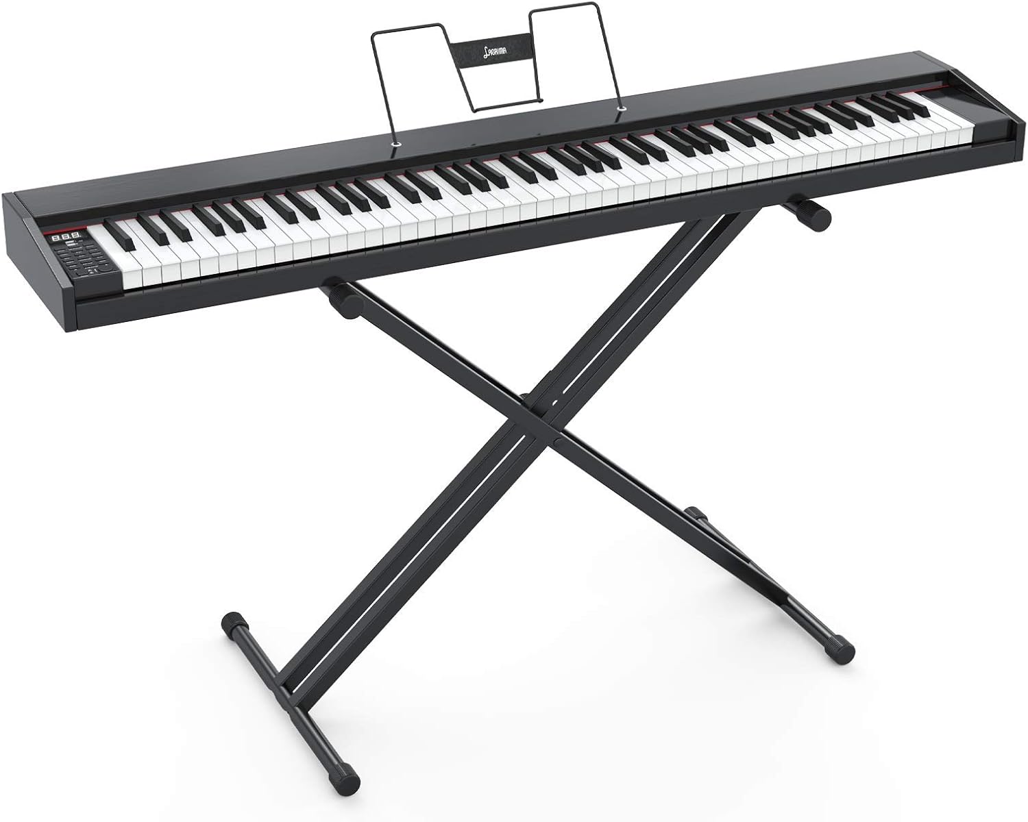 LAGRIMA LAG-600 Full Size Key Portable Digital Piano, 88 Key Electric Keyboard Piano with U Stand, Bluetooth, Sustain Pedal, Power Supply