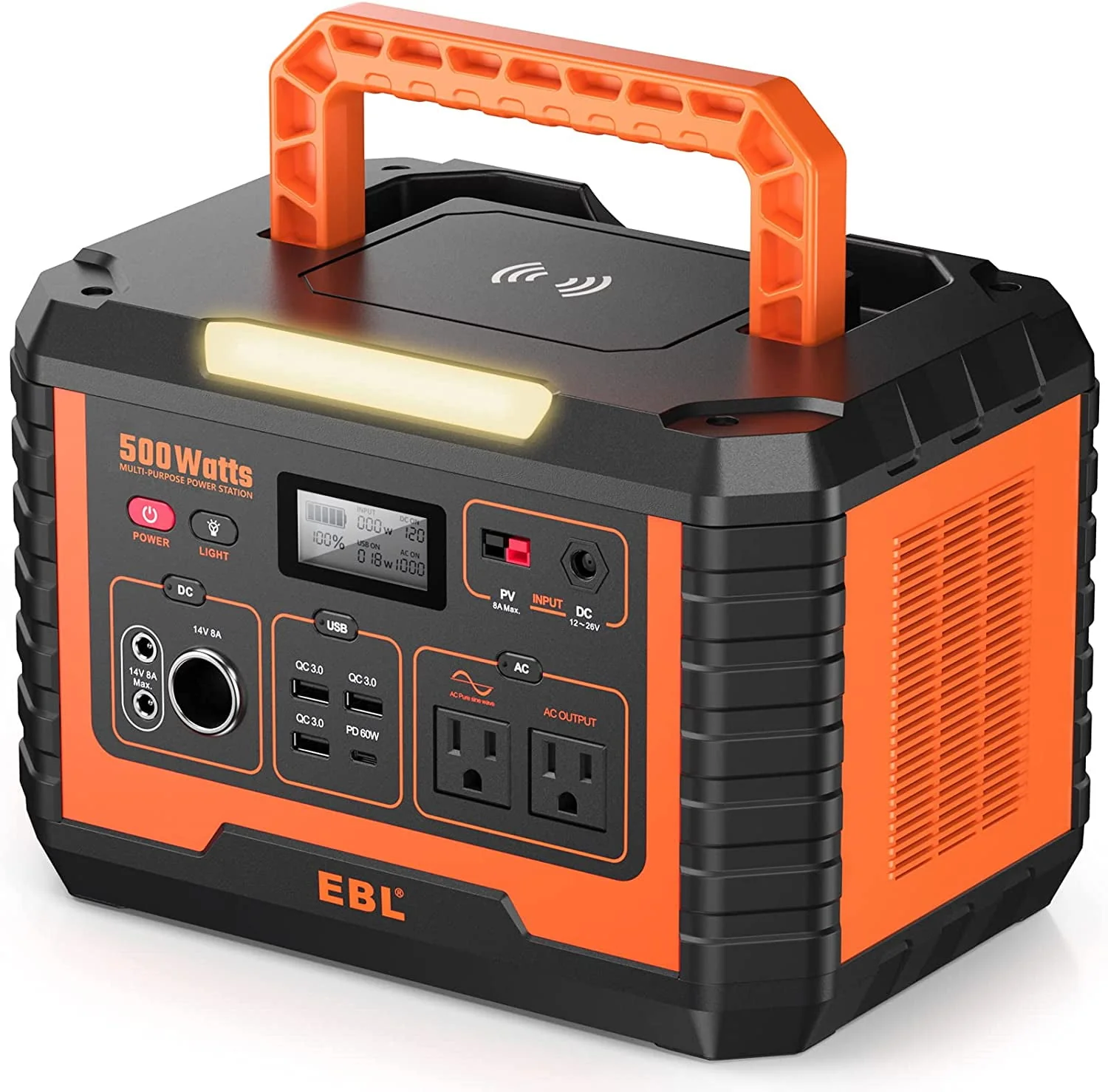 EBL Portable Power Station Voyager, 110V/1000W Solar Generator (Surge 2000W), 999Wh/270000mAh Lithium Battery for Outdoor Home Emergency