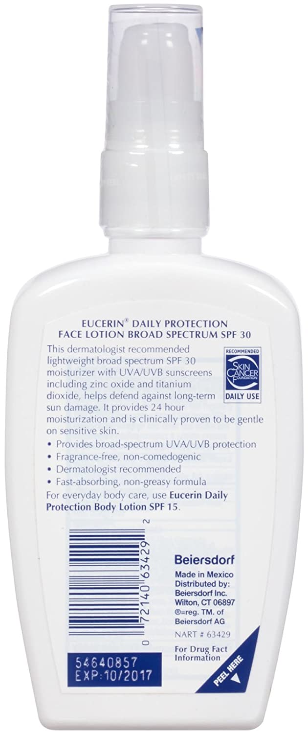 Eucerin Daily Protection Moisturizing Face Lotion SPF 30 - 4 fl oz Pack of 3