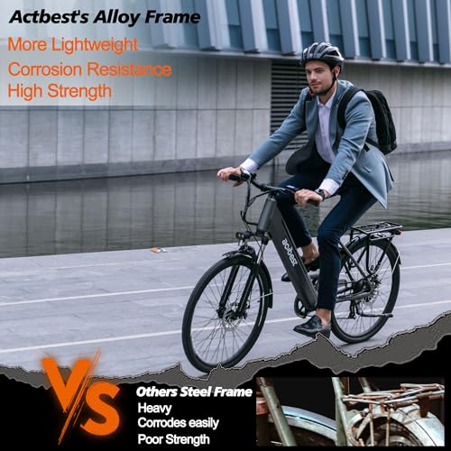 ACTBEST Core Electric Bike for Adults - 468Wh Removable Battery, 26 inch Step Thru Electric Bicycle, Peak 500W Brushless Motor Cityrun Ebike