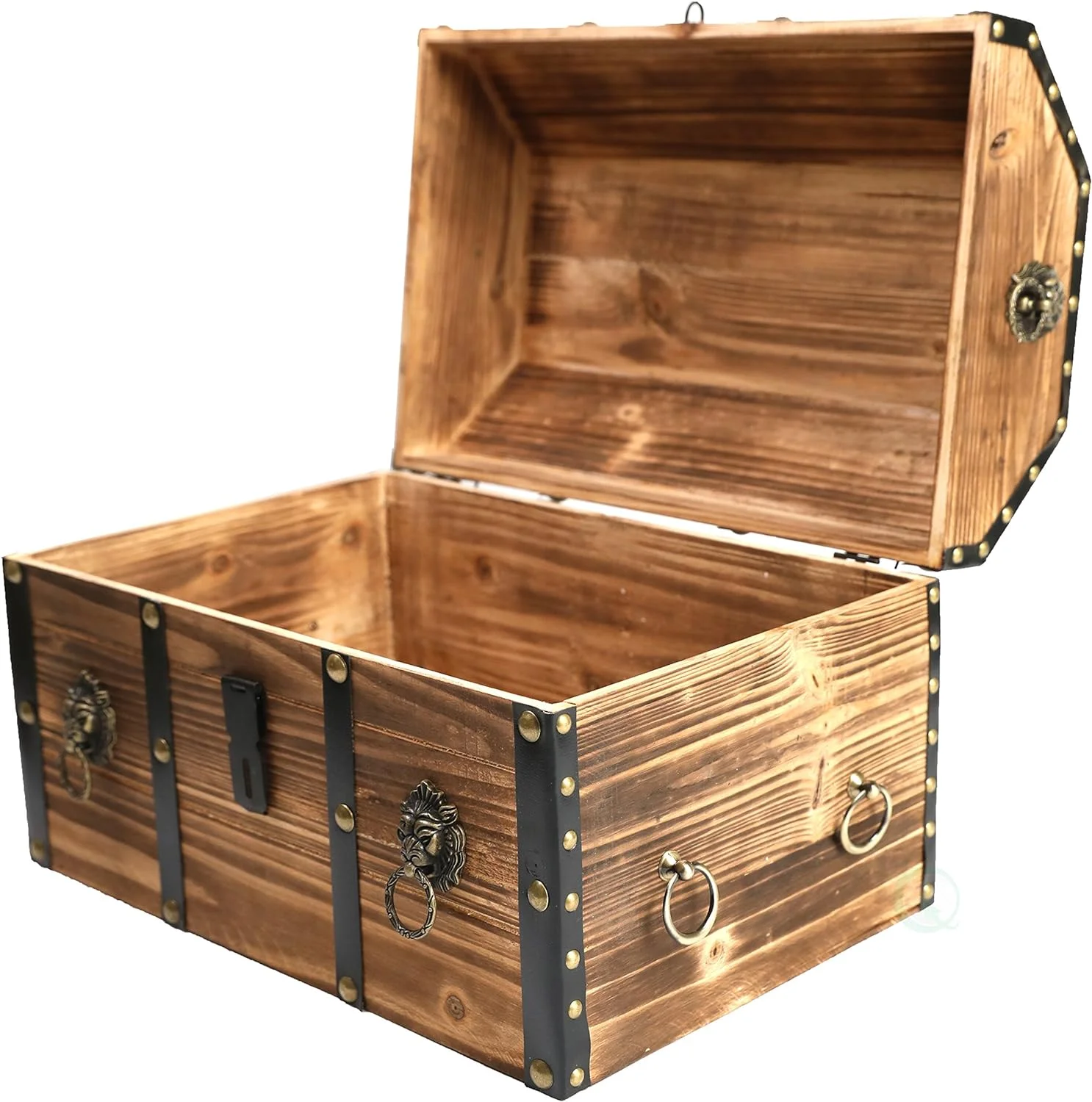 WANHUI(TM Large Wooden Pirate Lockable Trunk with Lion Rings