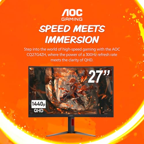 AOC CQ32G4VE 32" Curved Frameless Gaming Monitor 2K QHD, 1500R Curved VA, 180Hz, 0.5ms Response Time, 2X Display Port, 2X HDMI