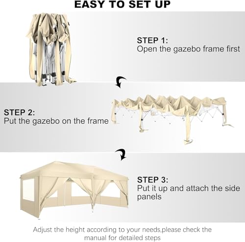 COBIZI 10x10 Pop up Canopy Tent Protable Canopy Tent with 4 Sidewalls Waterproof Commercial Instant Shelter for Parties, Wedding