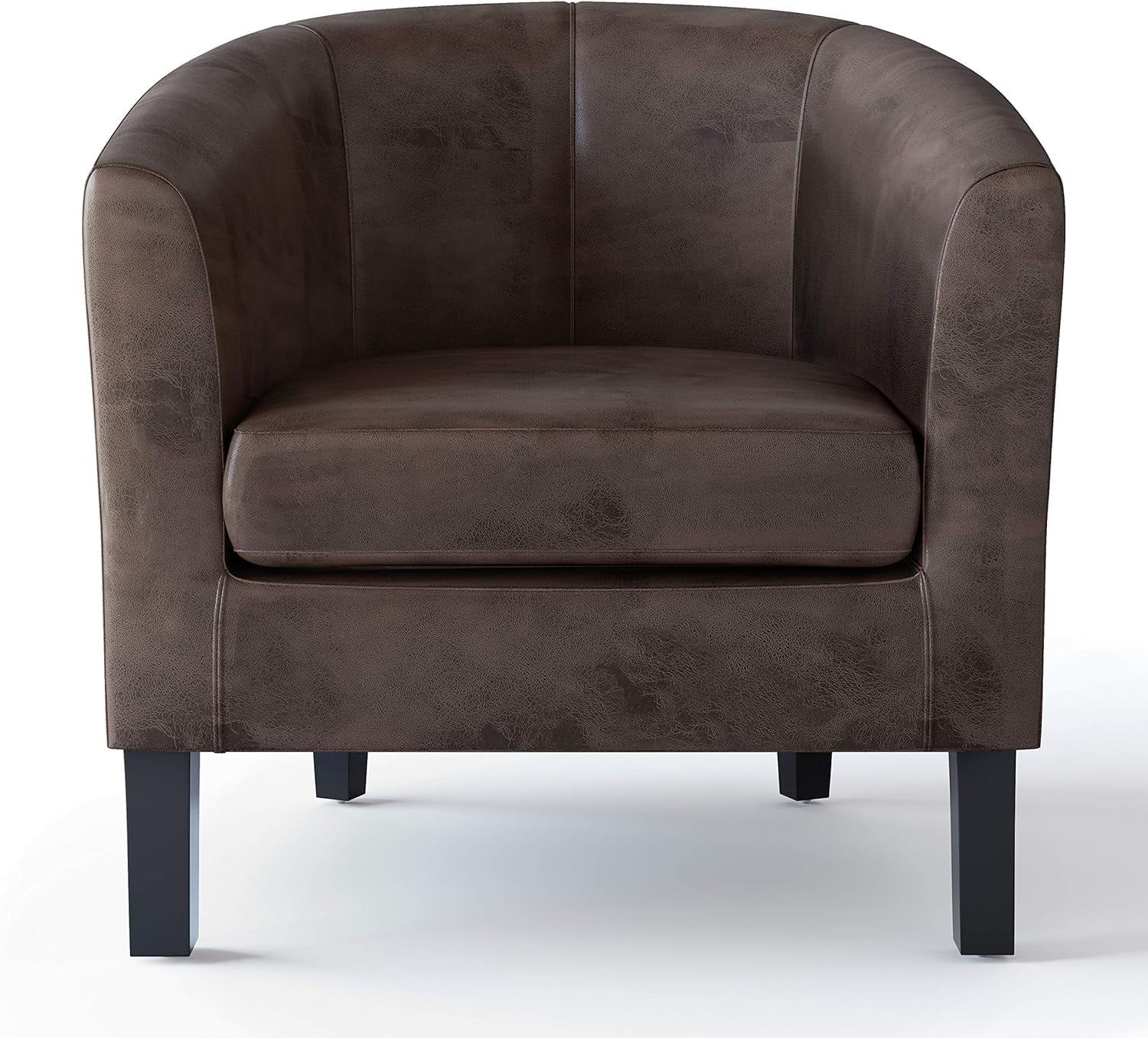 Austin 30 Inch Wide Contemporary Tub Chair In Faux Air Leather In Distressed Brown, With High Density Foam, SOLID WOOD Legs, Simple Assembly