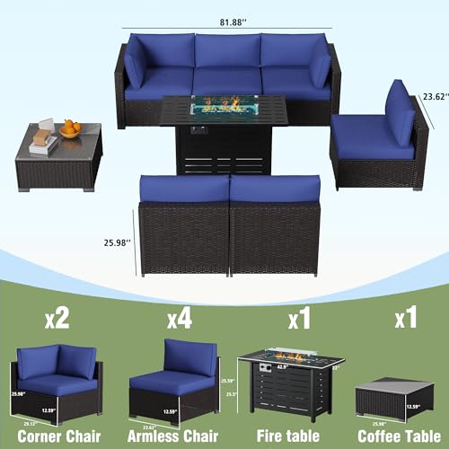 KIGOTY Patio Furniture Set 7 Pieces Conversation Sets, Outdoor Sectional Sofa