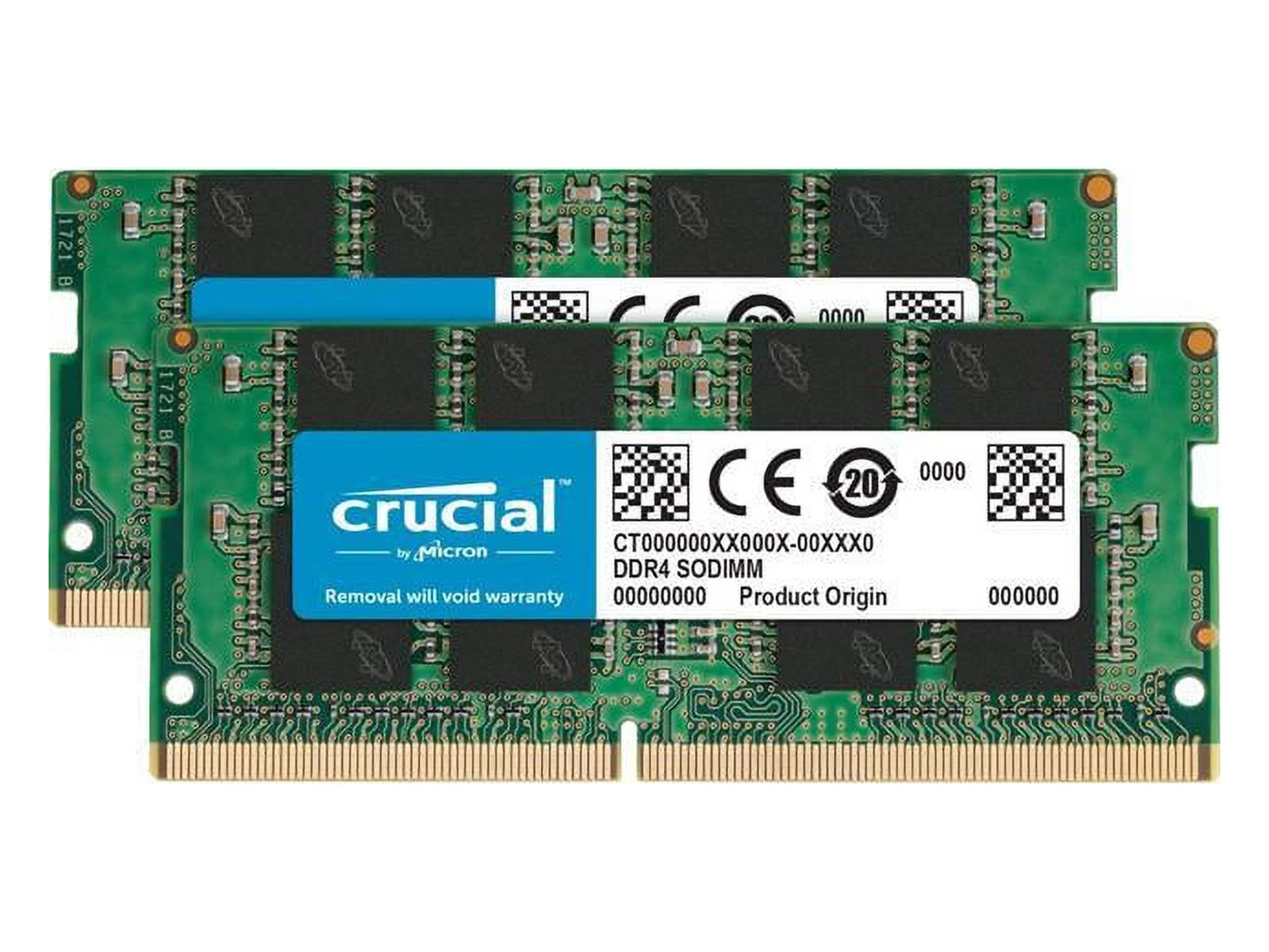Crucial 64GB (2 x 32GB) DDR4 SDRAM Memory Kit - For Notebook - 64 GB (2 x 32GB) - DDR4-3200/PC4-25600 DDR4 SDRAM - 3200 MHz - CL22 - 1.20 V