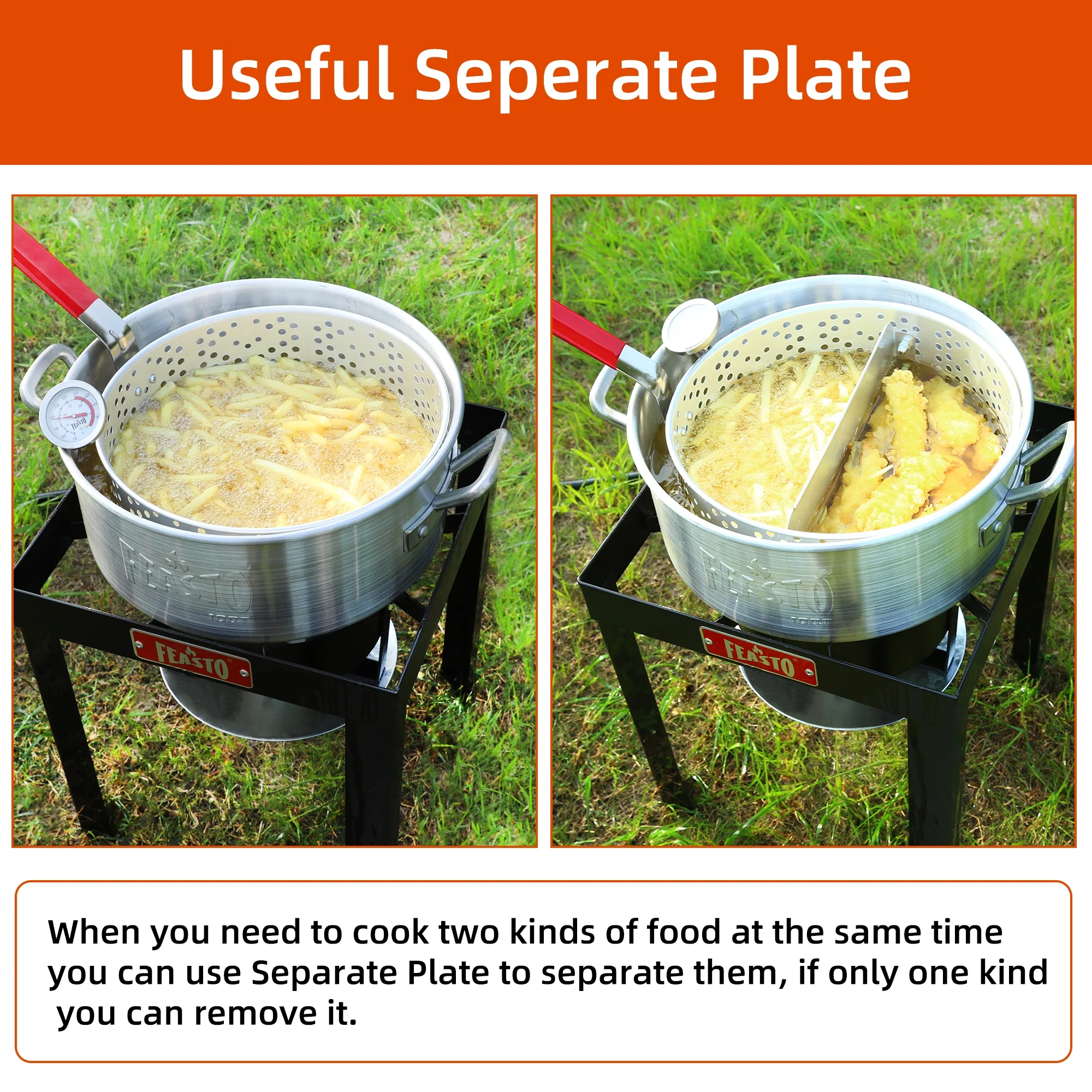 FEASTO  10 Qt Aluminum Pots Set, Electronic Ignition,55000BTU Propane Burner for Outdoor Cooking