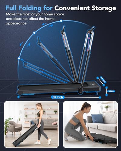 6% Incline Walking Pad Treadmills, Under Desk Treadmill 330lb Capacity for Home Small Space