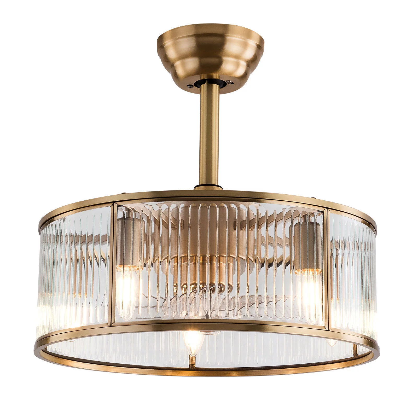 SHZICMY 18inch Farmhouse Ceiling Fan Light Gold With Remote Control For Kitchen Island
