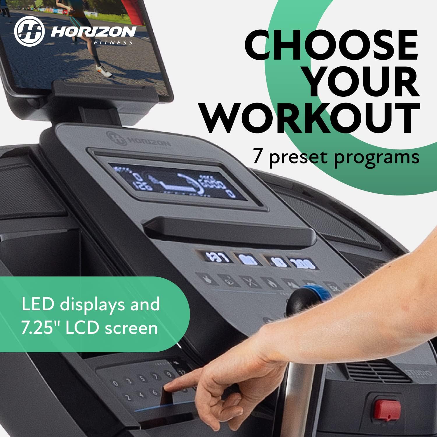 Horizon Fitness 7.0 at Studio Series Smart Treadmill with Bluetooth and Incline, Heavy Duty Folding Treadmill 325 lbs Weight Capacity