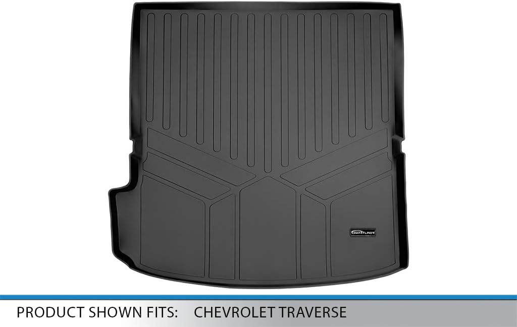 SMARTLINER All Weather Custom Fit Cargo Trunk Liner Floor Mat Behind 2nd Row Black Compatible with 2018-2023 Chevrolet Traverse