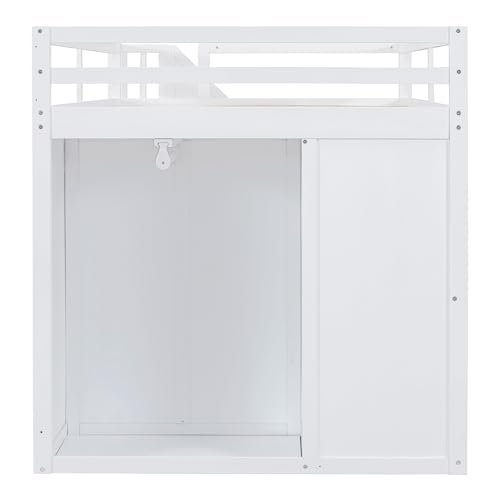 Harper & Bright Designs Twin Size Loft Bed with L-Shaped Desk and Stairs, Solid Wood Loft Bed Frame with Storage Drawers and Bookcase