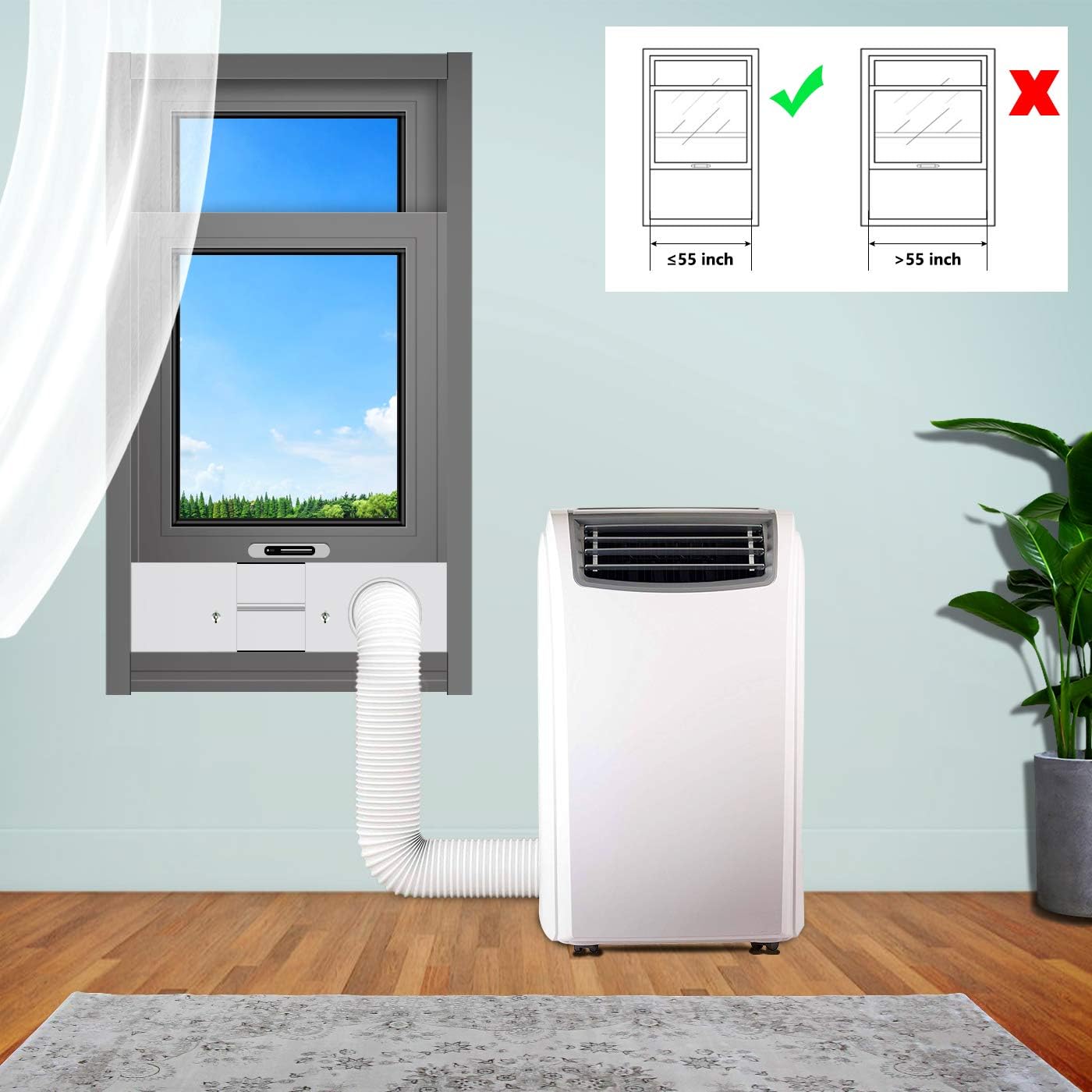 Gulrear Portable AC Window Kit for Vertical Window Portable Air Conditioner window seal parts Adjustable Length from 20" to 55" Sliding Window AC