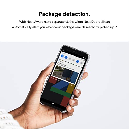 Google Nest Doorbell (Wired) - Formerly Nest Hello - Video Doorbell with 24/7 Streaming - Smart Doorbell Camera for Home with HDR Video