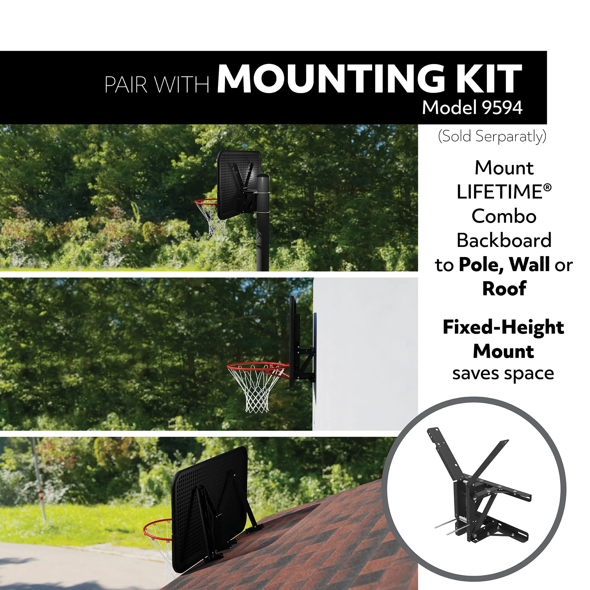 Lifetime Basketball Backboard and Rim Combo, 44 inch Polycarbonate (73650)