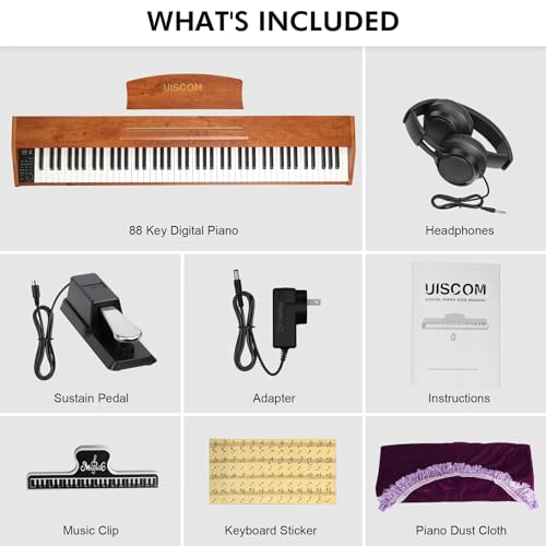 Digital Piano Keyboard for Beginners,Full Size 88 Key Semi-Weighted Keyboard Electric Piano with Stand,Power Adapter,Sheet Music Stand,Pedal